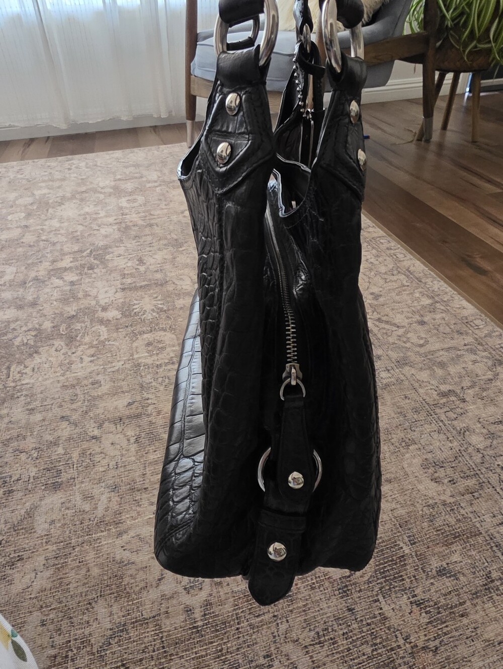 💞TAKING TO CONSIGNMENT💞Coach Black Croc-Embossed Leather Shoulder Bag - Picture 5 of 15
